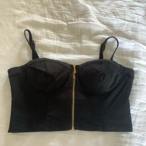 Guess black zipper crop top